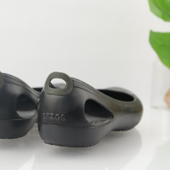 CROCS Womens Kadee Ballet Flat Size 10 Black Slip On Shoe Casual Comfy Beach - Picture 7 of 14